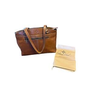 Patricia Nash Poppy Tote Heritage Shoulder Bag Brown Leather With Dust Bag